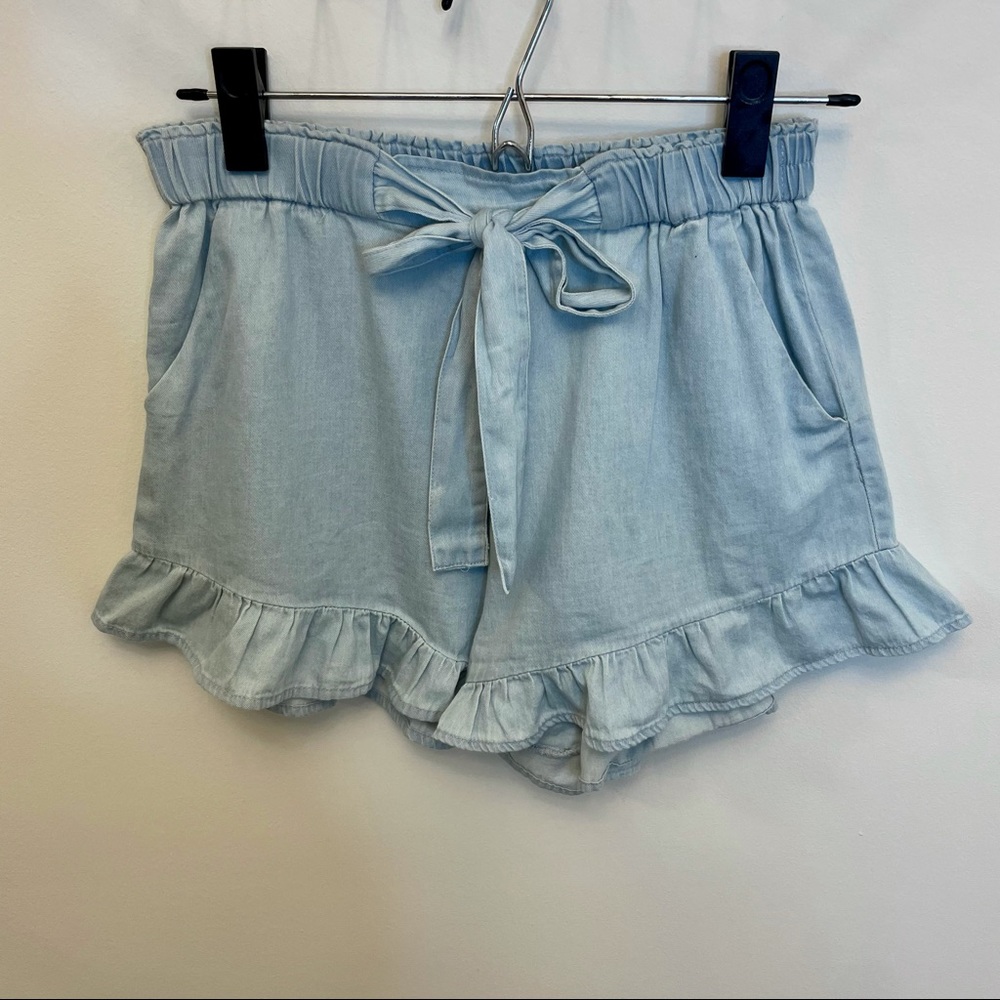 Chambray Ruffle Shorts